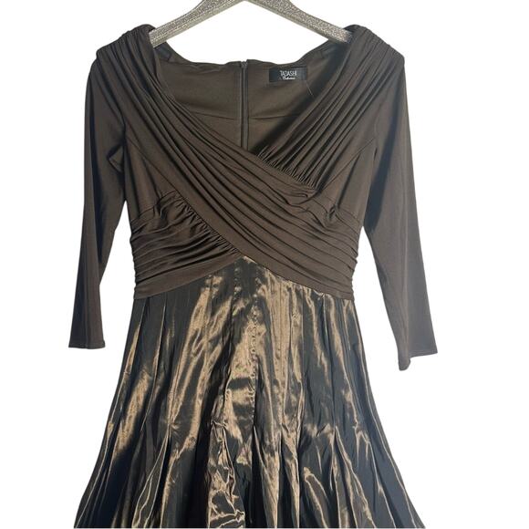 Tadashi Brown Dress Jersey Pleated and Taffeta - Picture 3 of 7